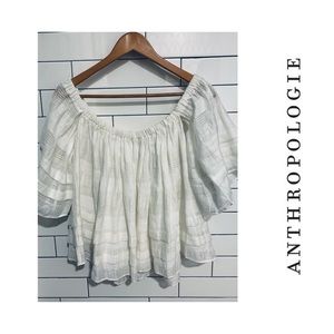 Anthropologie J.O.A. Off shoulder bell sleeve cotton Top S